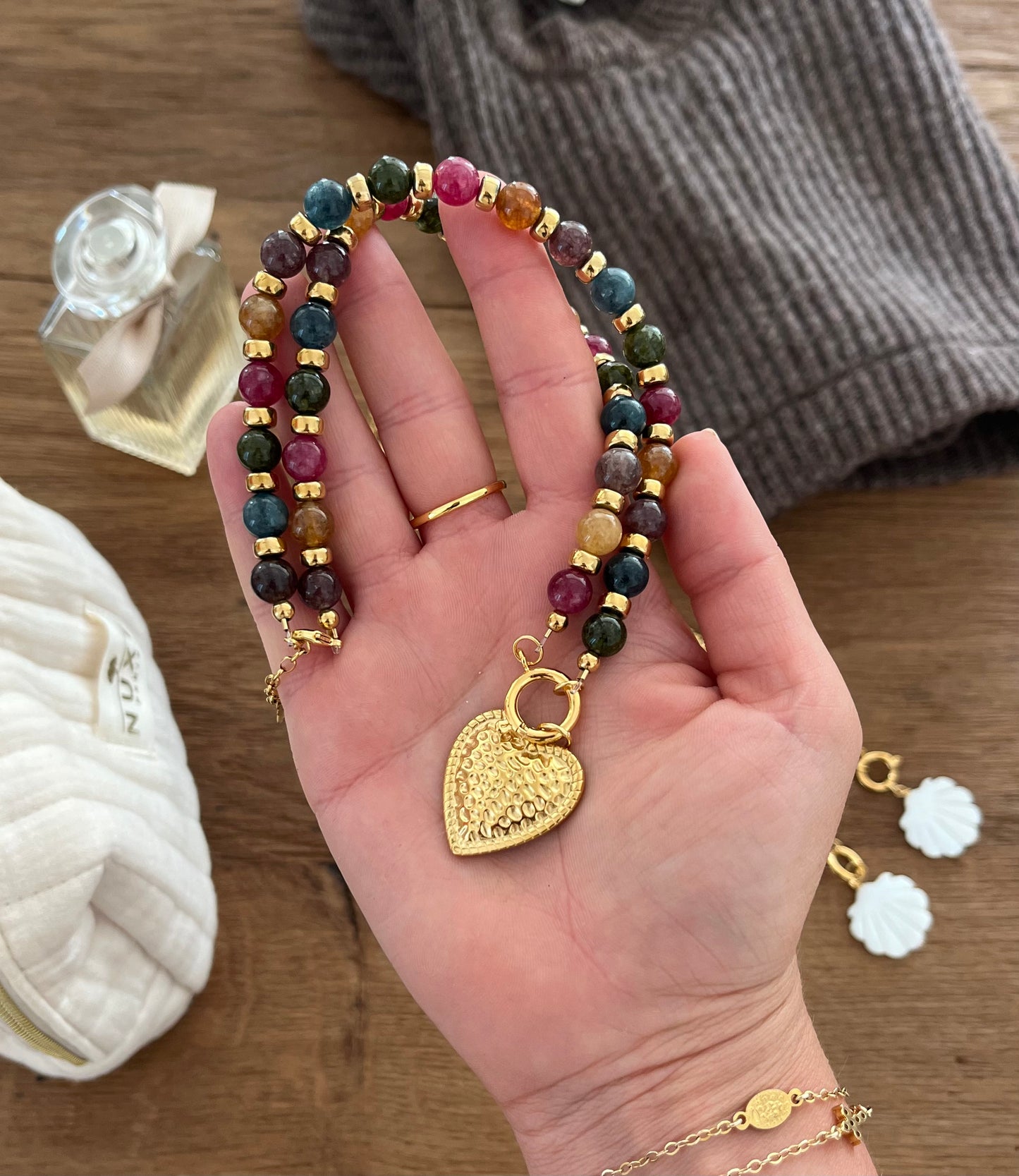 Proto collier quartzite et coeur