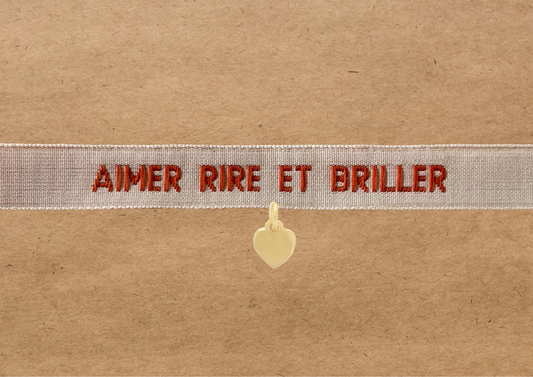Bracelet brodé & coeur 18 carats