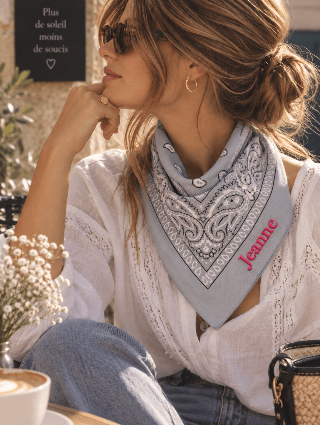 Bandana brodé personnalisable - 100% coton - LPC