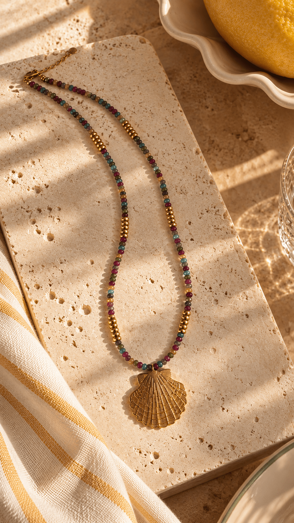 Collier CALYPSO — Tourmaline & Coquillage - LPC