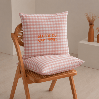 Coussin vichy brodé personnalisable